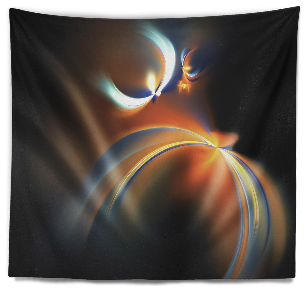 Brown Floating Fractal Designs Abstract Wall Tapestry, 92"x78"