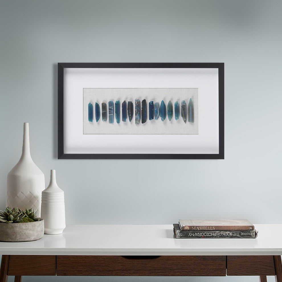 INK+IVY Cerulean Stones Framed Blue Agate Shadowbox Wall Decor Panel