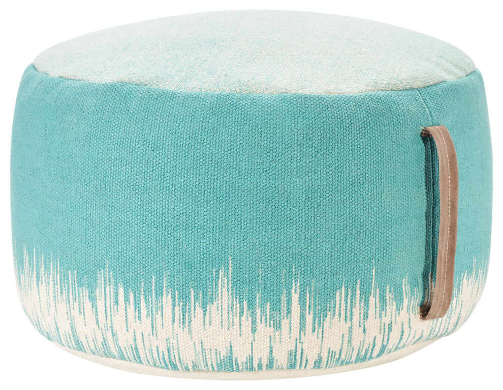 Mina Victory AS263 Pouf, Turquoise, 20"X20"X12"