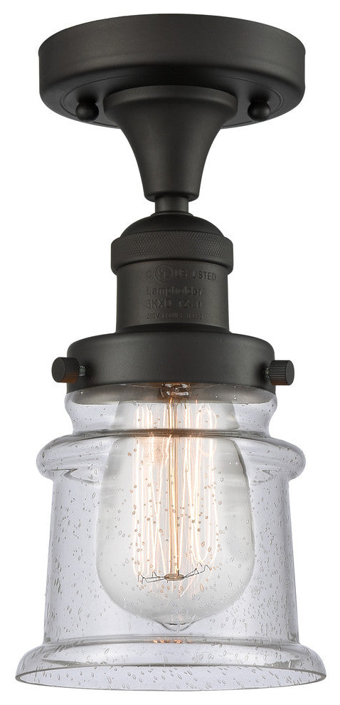 Small Canton 1-Light Semi-Flush Mount, Oil Rubbed Bronze, Seedy