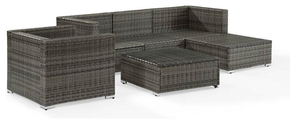 Sea Island 6-Piece Wicker Sectional Set, Gray