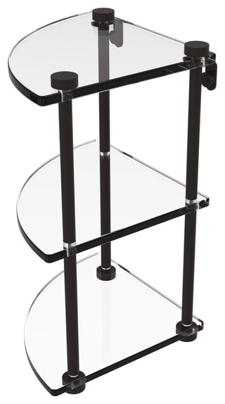 Three Tier Corner Glass Shelf, Oil Rubbed Bronze