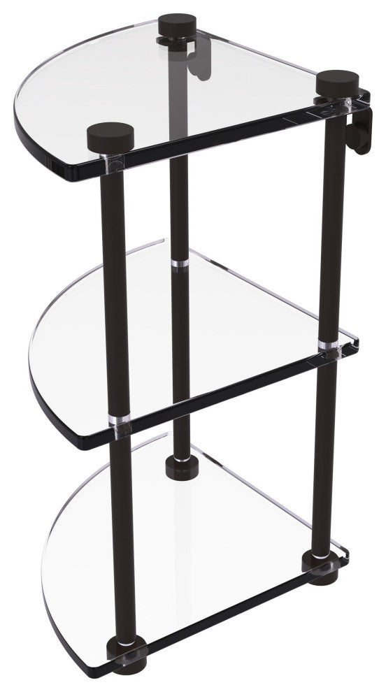 Three Tier Corner Glass Shelf, Oil Rubbed Bronze