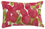 Sunset Tulip Floral Print Throw Pillow With Linen Texture, Red, 14"x20"