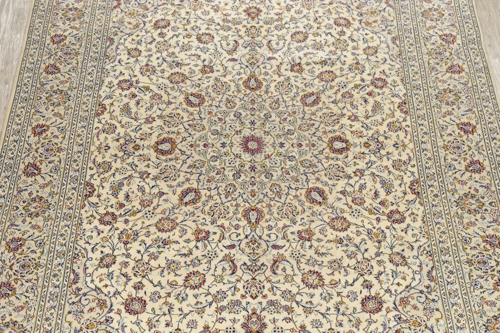 Consigned, Traditional Vintage Persian Hand-Knotted Oriental Rug, Beige, 9x13