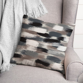 Black Brushstroke Pattern 18x18 Indoor/Outdoor Pillow