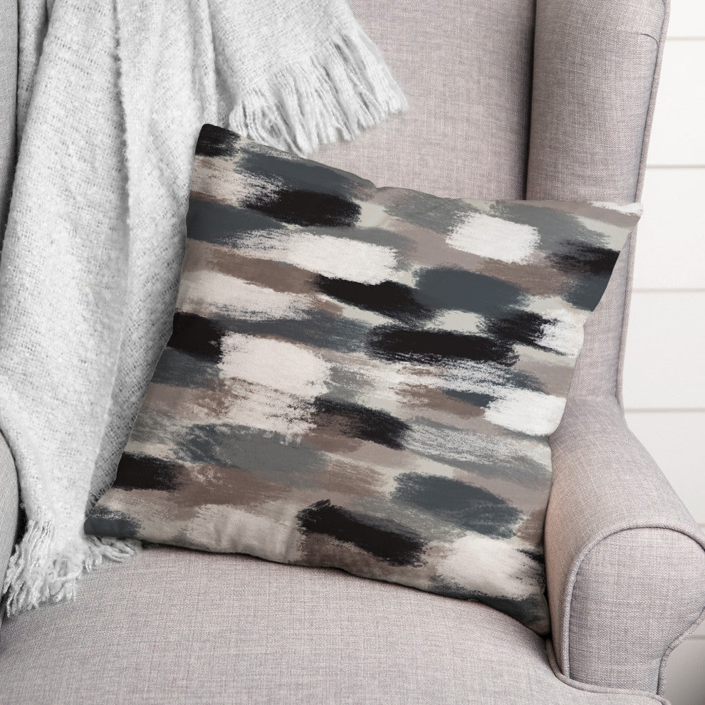 Black Brushstroke Pattern 18x18 Indoor/Outdoor Pillow