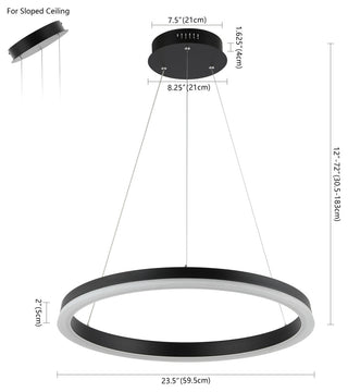 Baxter 1-Light Aluminum Integrated LED Hoop Pendant, Black
