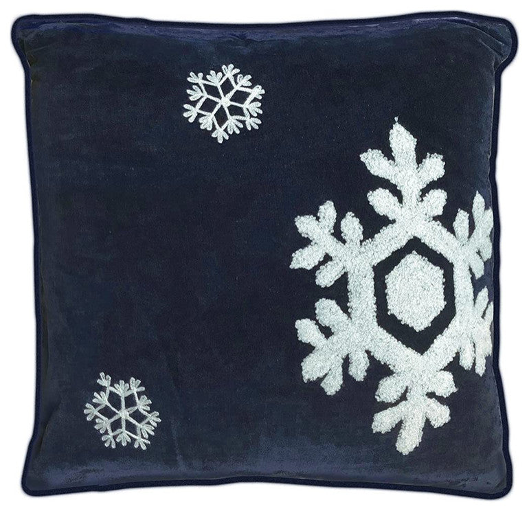 Dancing Snowflakes' 18" Decorative Throw Pillow Cover, Holiday Snow Pattern