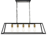 Elegant Lighting LD4061D38 Resolute 5 Light 38"W Linear - Brass / Black