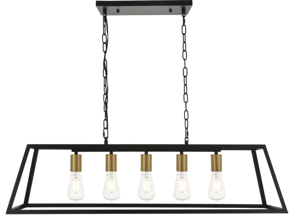 Elegant Lighting LD4061D38 Resolute 5 Light 38"W Linear - Brass / Black