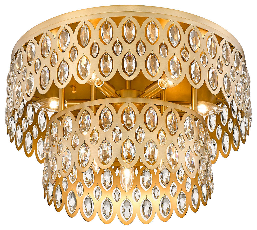 Zlite 822F20-HB 9-Light Flush Mount, Heirloom Brass