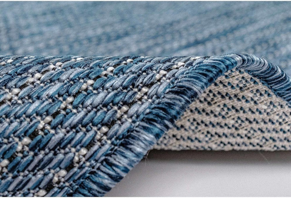 Carmel Texture Stripe Indoor/Outdoor Rug, Navy, 3'3"x4'11"