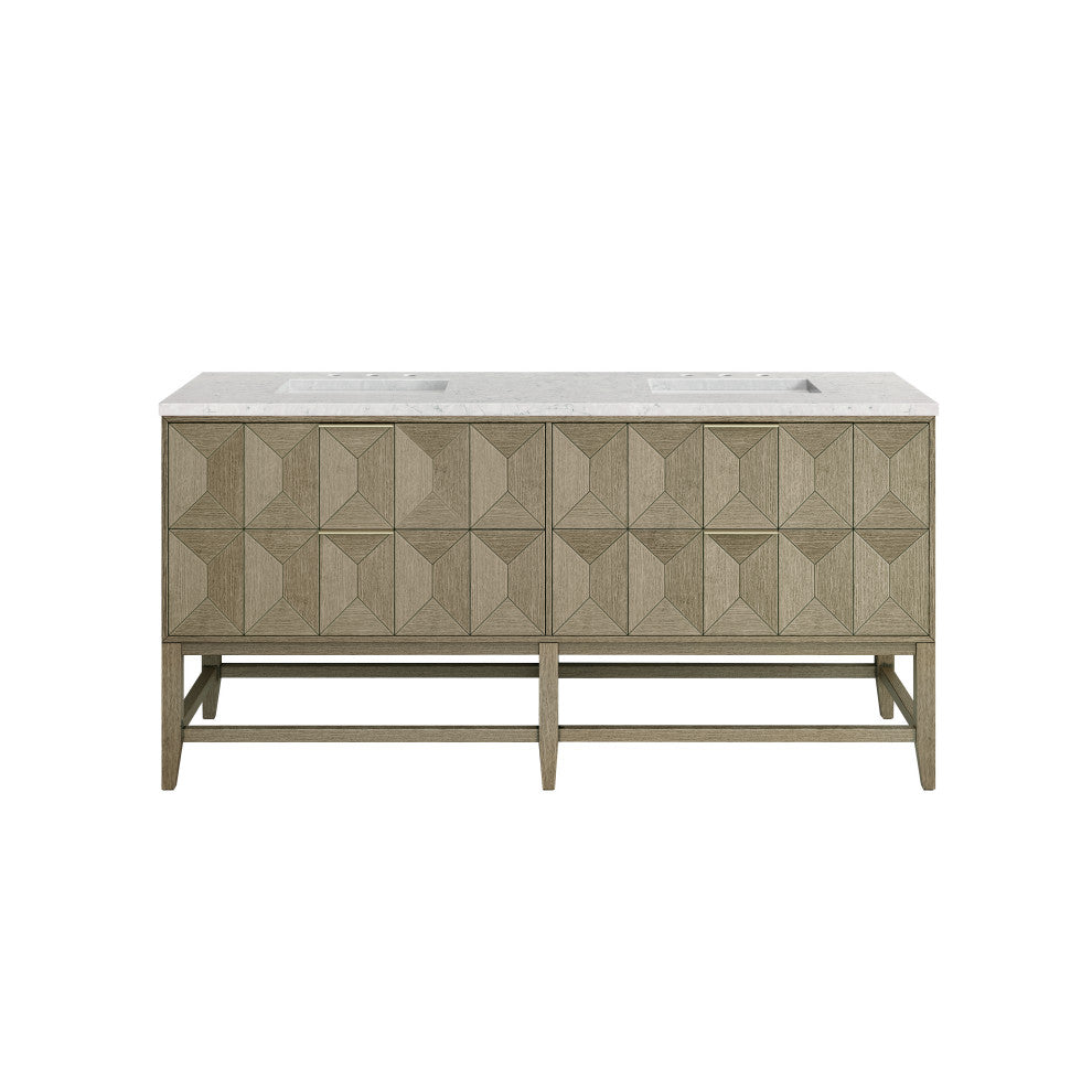 Emmeline 72" Double Vanity, Pebble Oak, Eternal Jasmine Pearl