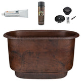 47" Small Hammered Copper Modern Style Bathtub & Drain Package