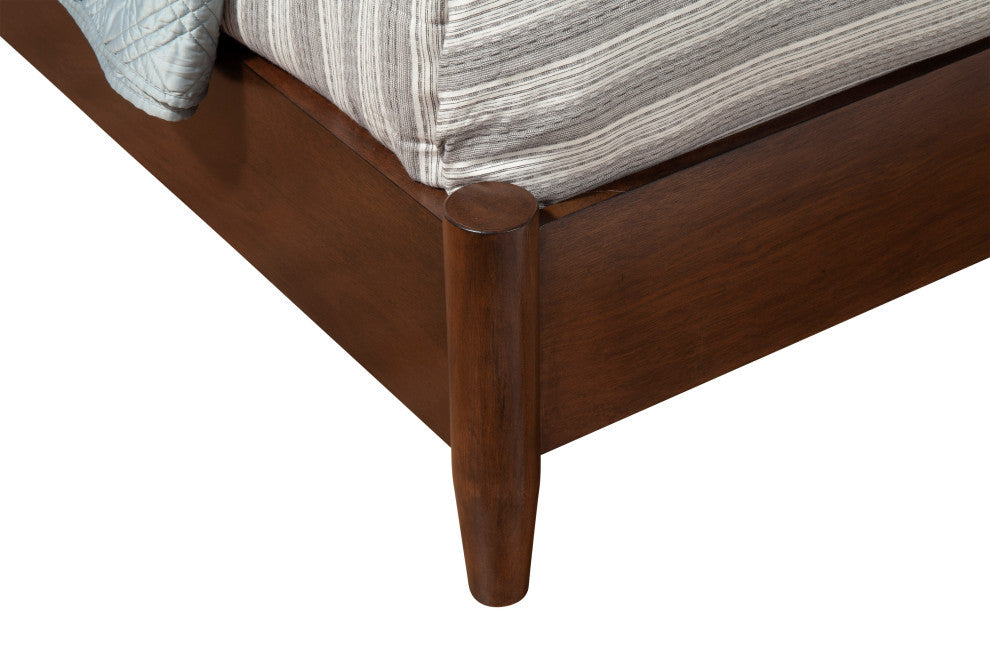 Flynn Mid Century Modern Standard King Panel Bed, Walnut