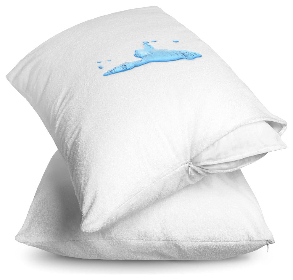 Bare Home Terry Cotton Pillow Protectors - Set of 2, Standard