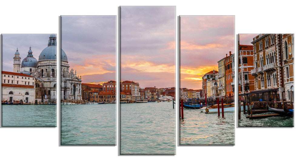 Santa Maria Della Salute, Large Cityscape Canvas Art Print, 60"x32", 5 Panels