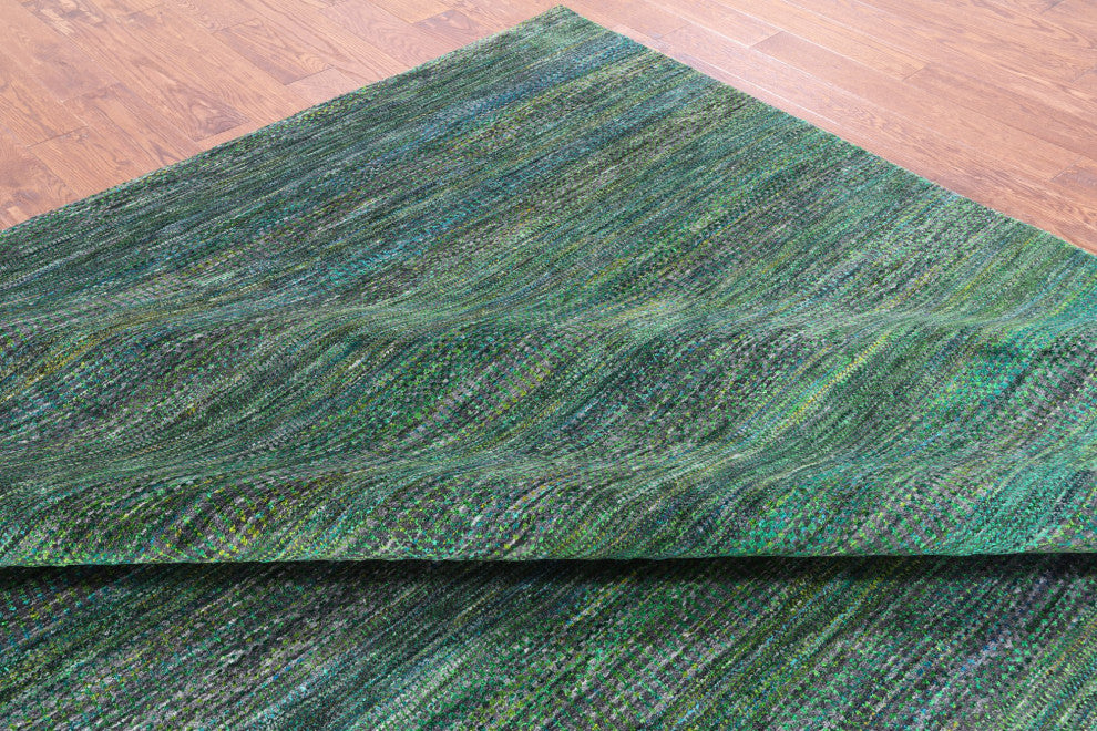 10' Square Hand Knotted Wool and Silk Super Savannah Gabbeh Rug Q6105
