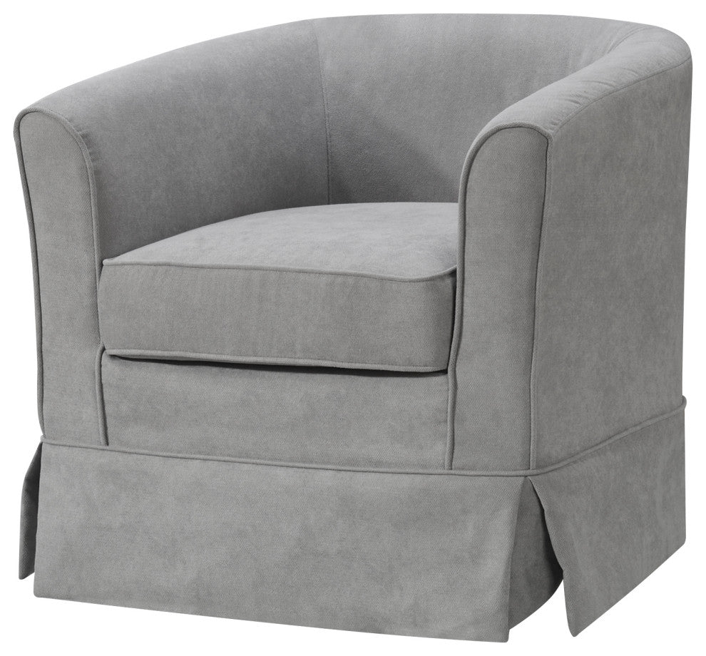Tucker Woven Fabric Swivel Barrel Chair, Steel Gray
