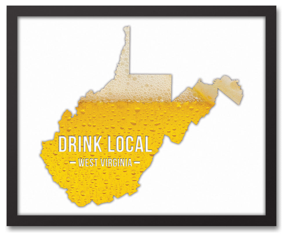 West Virginia Drink Local Beer Wall Art, Framed Canvas