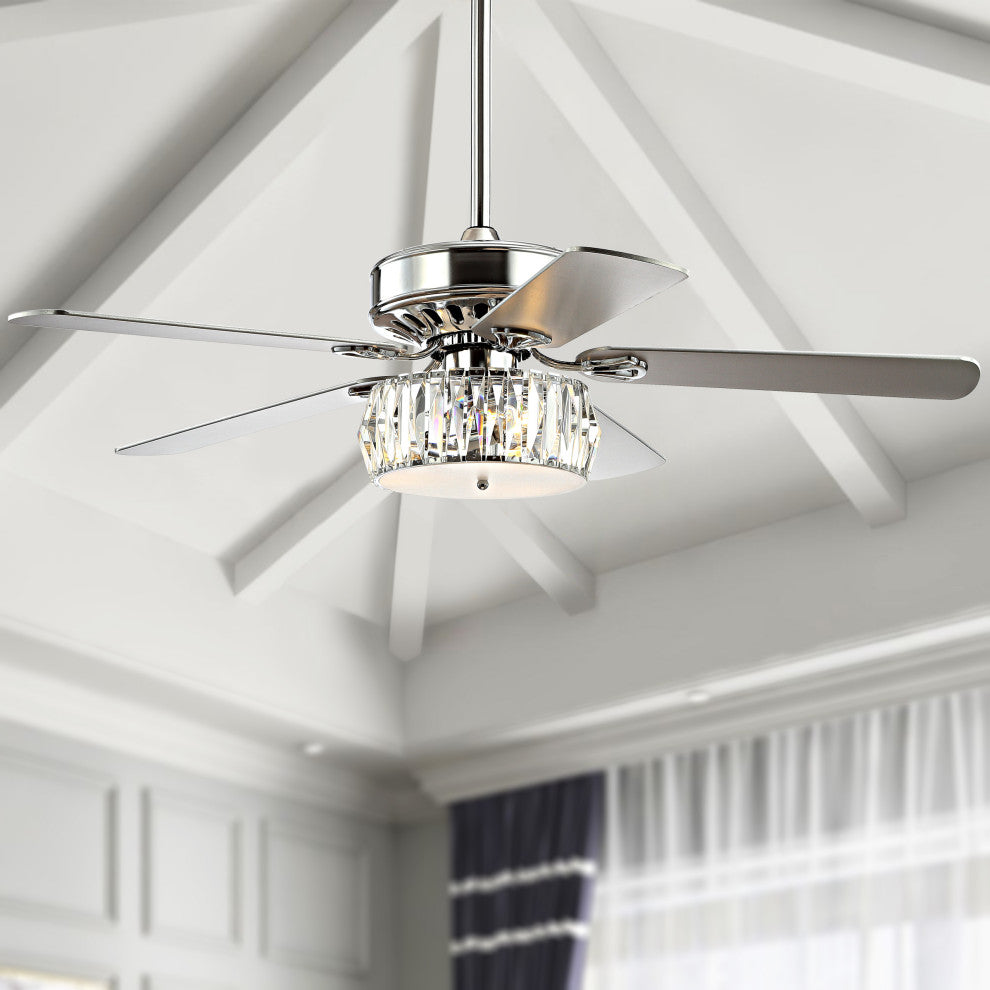 Mandy 52" 3-Light Crystal Prism Drum LED Ceiling Fan With Remote