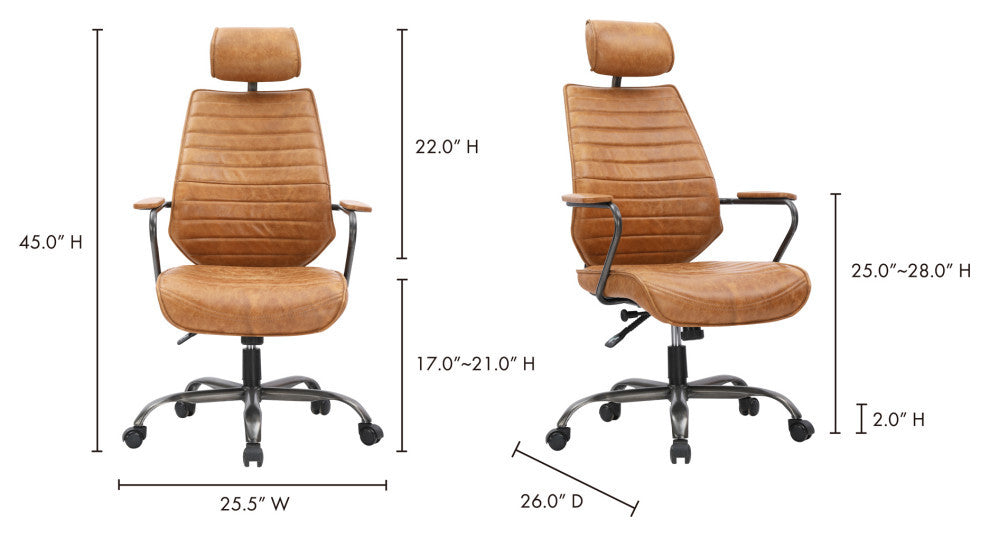 Industrial Executive Swivel Office Chair Cognac - Orange