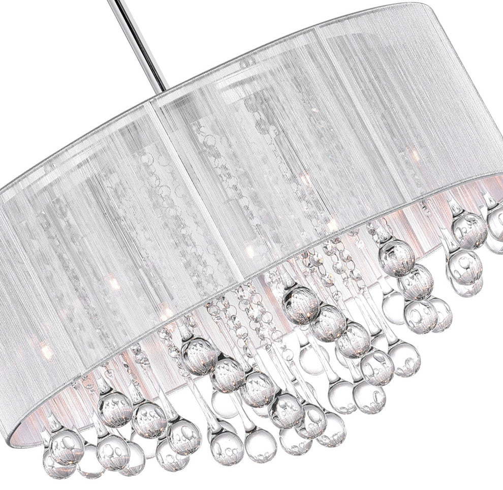 Water Drop 9 Light Drum Shade Chandelier With Chrome Finish