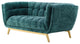 Loveseat Sofa, Velvet, Teal Blue, Modern, Living Lounge Hotel Lobby Hospitality