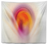 Pink Yellow Luminous Misty Sphere Abstract Wall Tapestry, 80"x68"