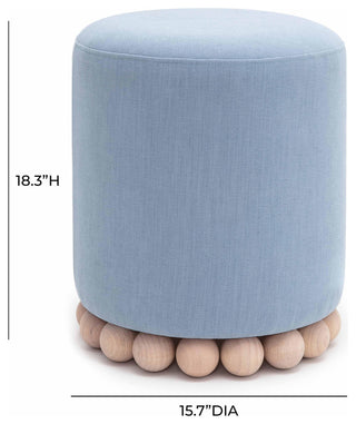 Dex Faded Blue Upcycled Fabric Ottoman