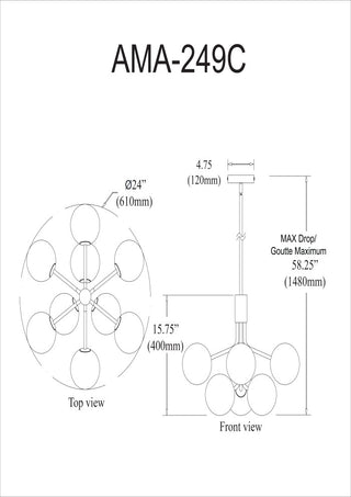 9-Light Chandelier, Matte Black