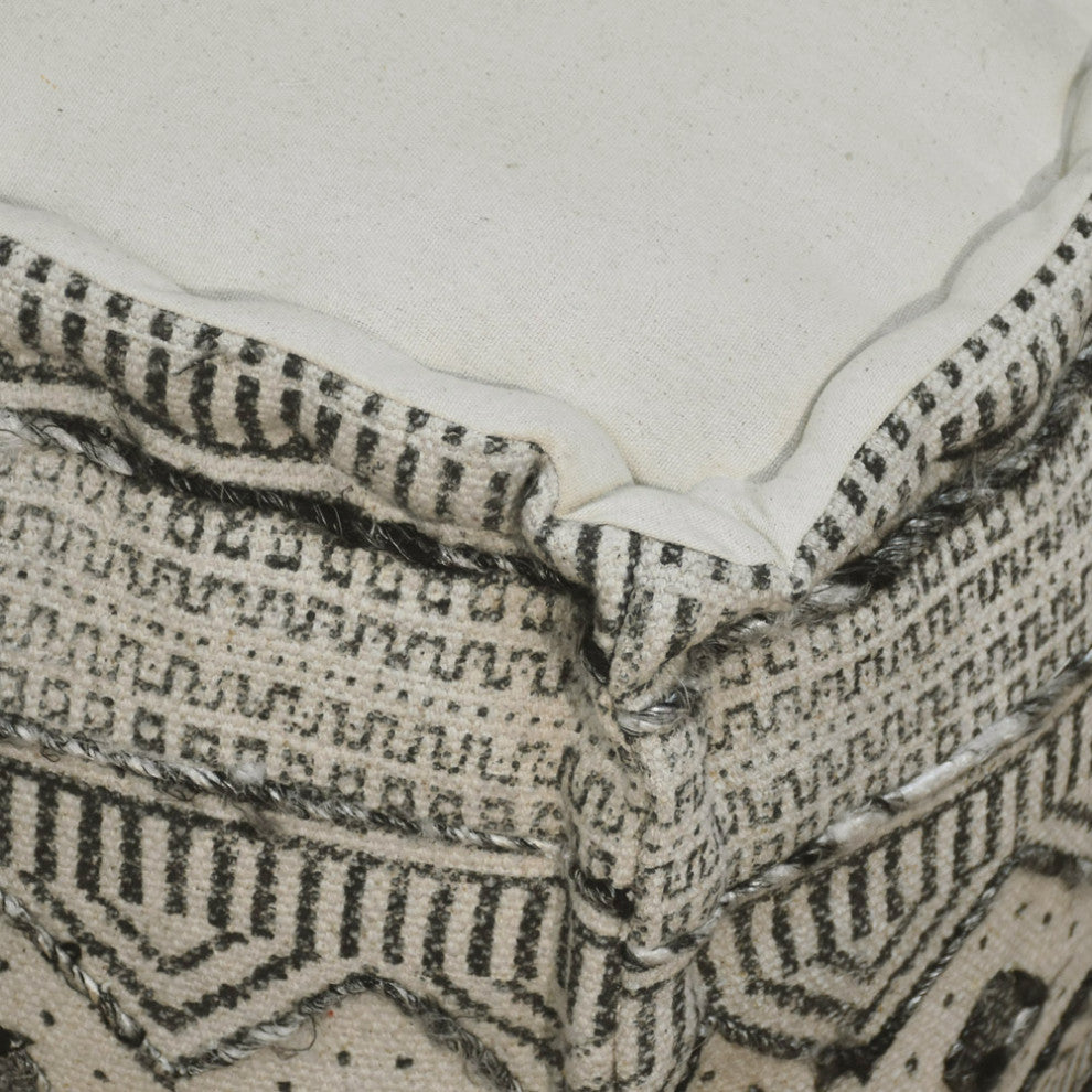 Contemporary Handmade Cotton Pouf, 14x14x14