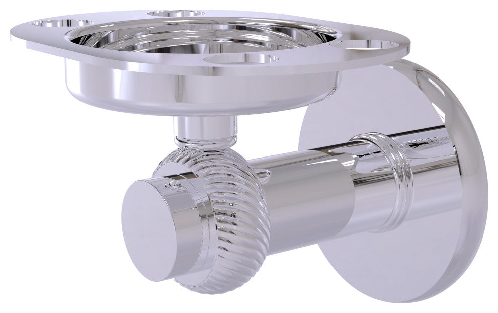 Mercury Tumbler and Toothbrush Holder with Twisted Accents, Polished Chrome
