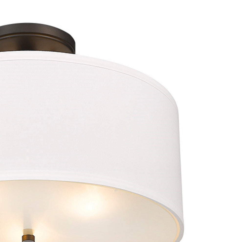 3 Light Semi-Flush Drum Shaped Lighting Fixture, Oil Rubbed Bronze