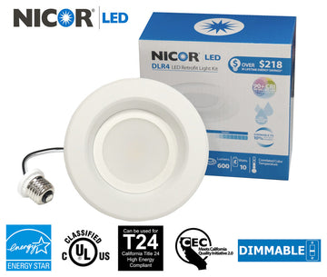 NICOR DLR4-3006-120-5K-WH 4" LED Recessed Downlight, 5000K