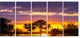 Colorful Flooded Field At Sunset, Landscape Canvas Wall Art, 60"x28", 5 Panels