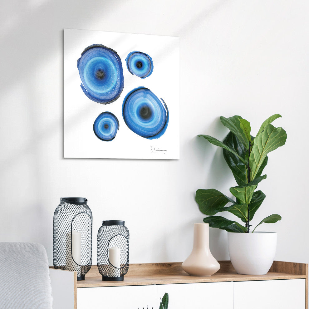 "Mineral Rings I" Abstract Wall Art Frameless Free Floating Tempered Glass Panel