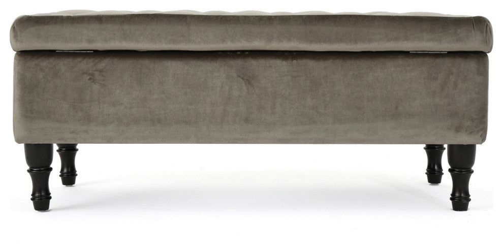 GDF Studio Constance Tufted Top Fabric Storage Ottoman, Gray
