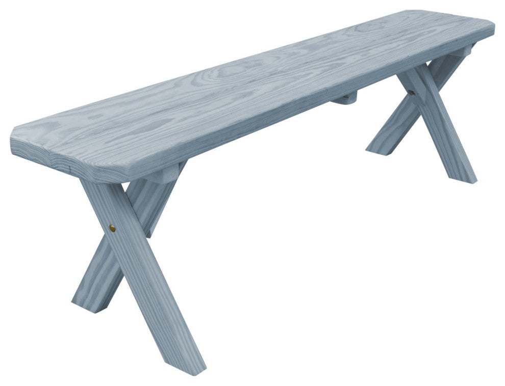 Cedar Cross-Leg Bench, Gray Stain, 5 Foot