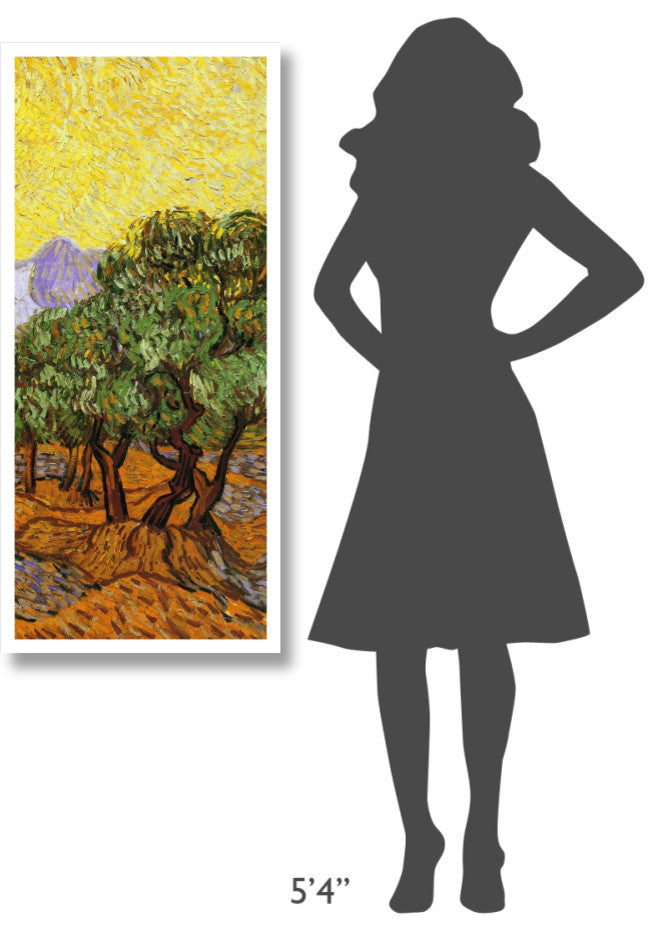 "Olive Trees With Yellow Sky And Sun (right)" Print by Vincent van Gogh, 21"x46"