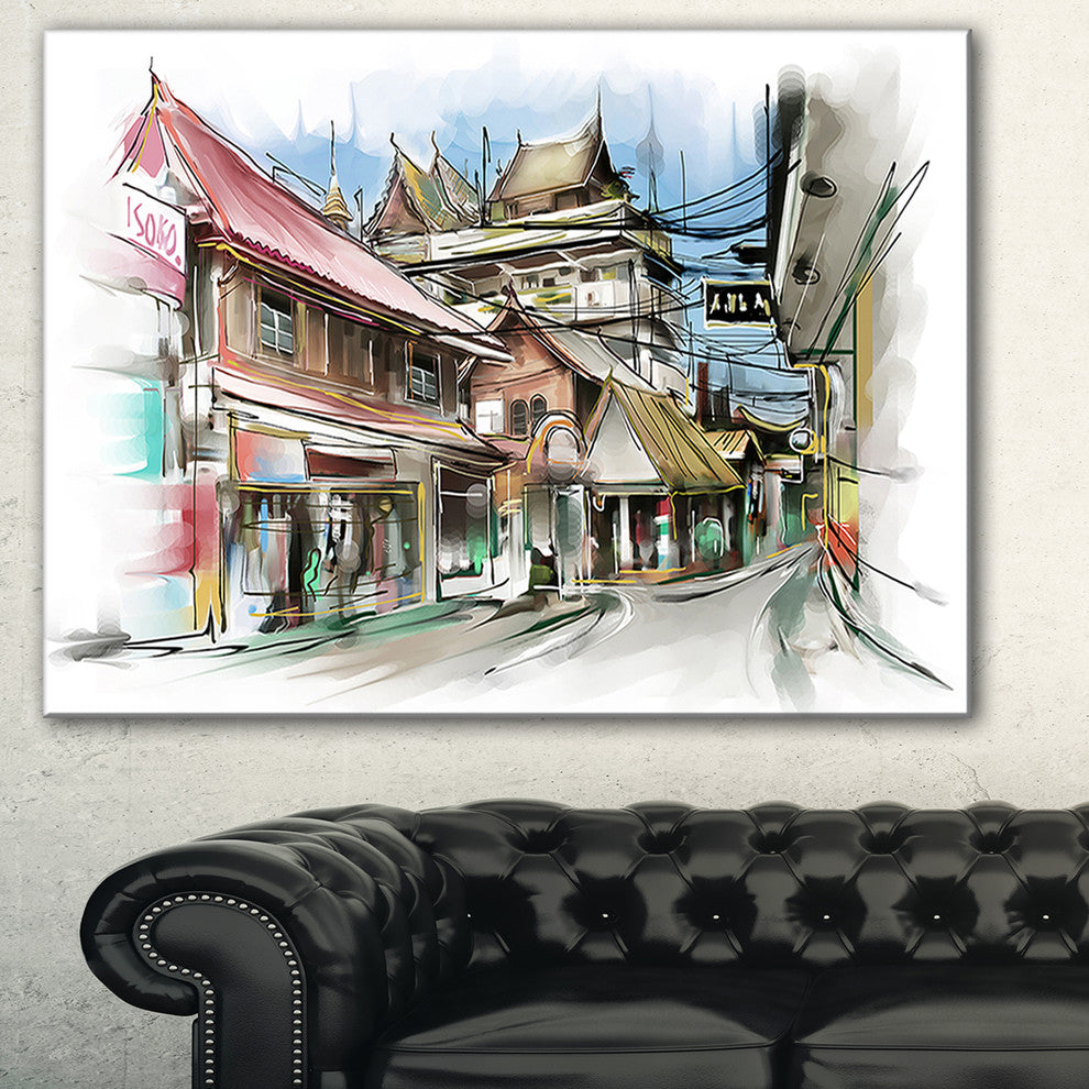 "City Street" Cityscape Wall Art, 40"x20"