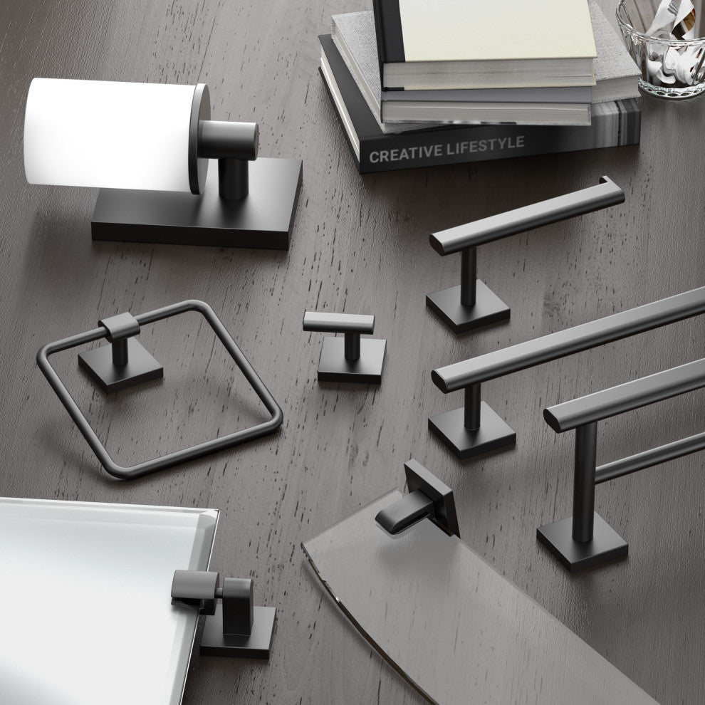 Elevate Toilet Paper Holder, Matte Black, Traditional