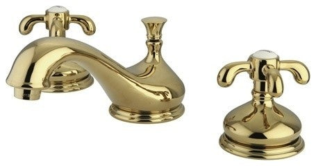 Kingston Brass Widespread Bathroom Faucet With Brass Pop-Up, Polished Brass