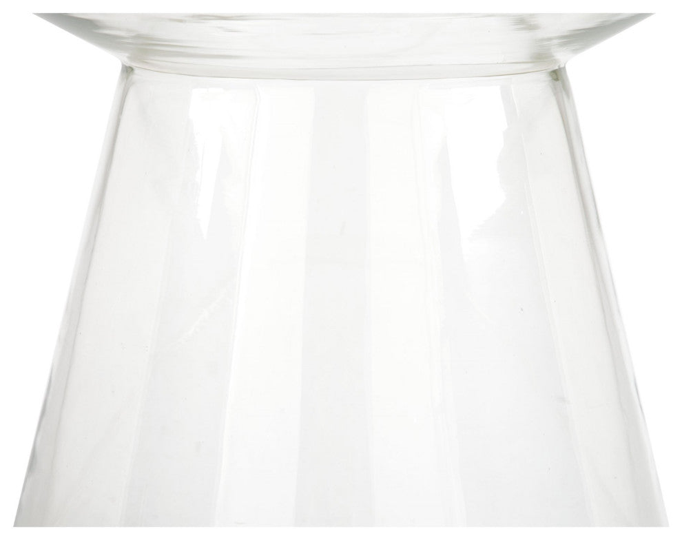Sofa Side Table, Round, Glass, Metal, Clear, Gold, Lounge Lobby Hospitality