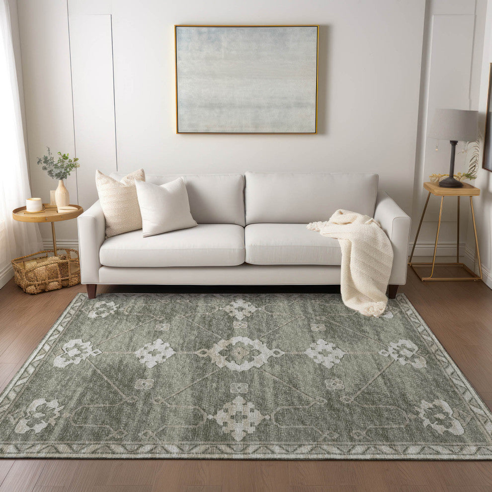 Indoor/Outdoor Sedona SN16 Khaki Machine Washable 3' x 5' Rug