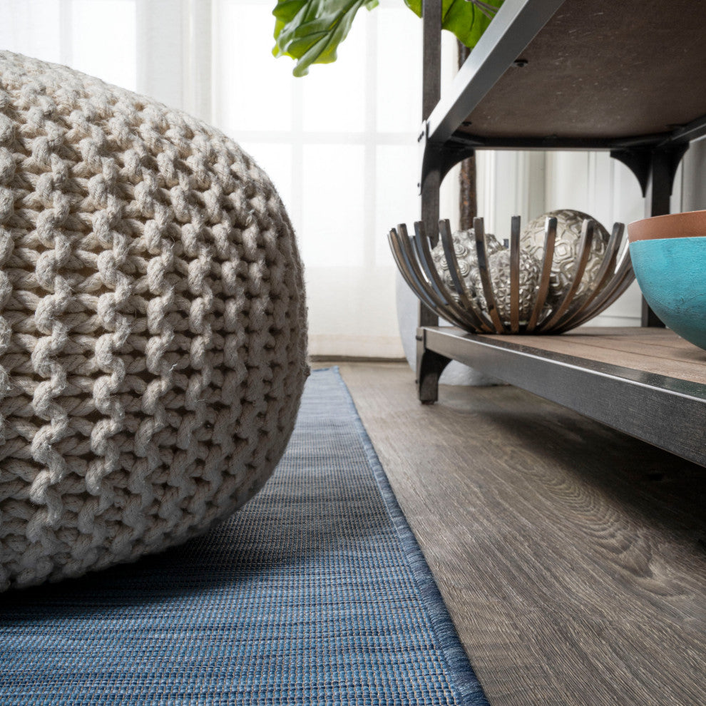 Ethan Modern Flatweave Solid, Blue, 6' Round
