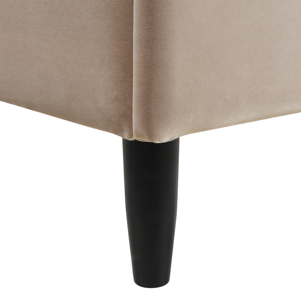 Aspen Modern Vertical Tufted Upholstered Platform Bed, Mink Beige Performance Velvet, Queen