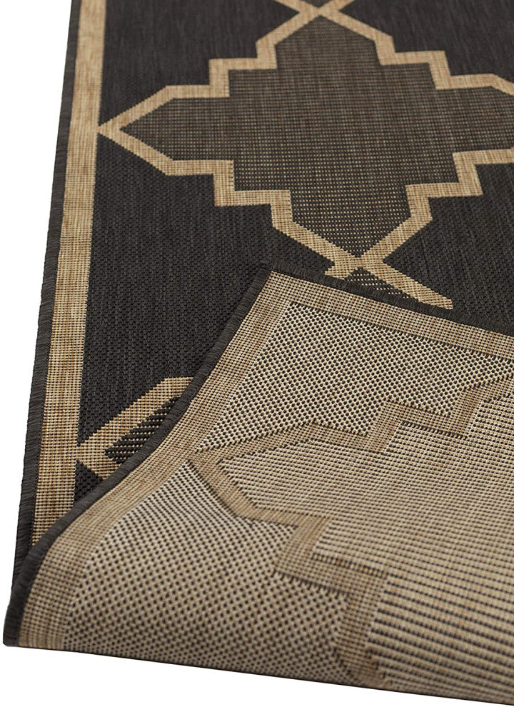 Outdoor Collection Trellis Diamond Rug Geometric Rug, Charcoal, 5'3"x7'6"