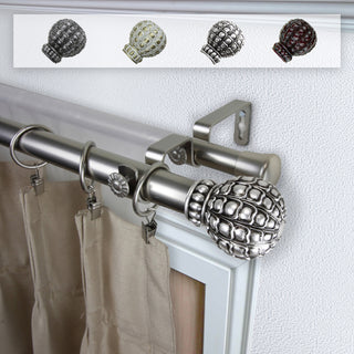 Velia 1" Double Curtain Rod, Satin Nickel, 28-48"